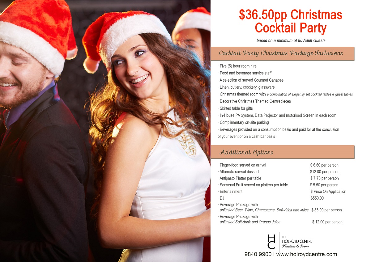 Social Christmas Cocktail Party Package Holroyd Centre Holroyd Centre
